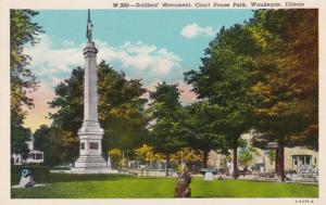 Illinois Waukegan Soldiers'Monument Court House Park 1958 Curteich