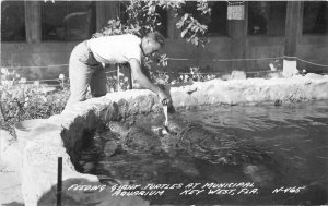 Aquarium Giant Turtles Municipal Key West Florida RPPC Photo Postcard 20-11144