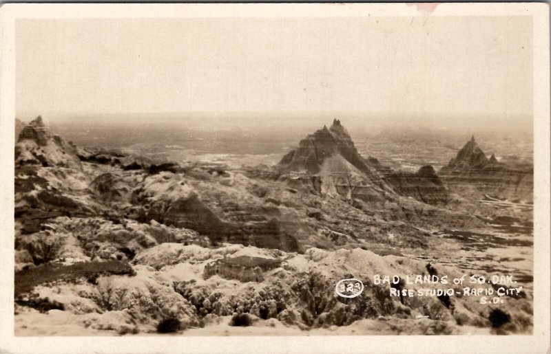 RPPC The Badlands of South Dakota Rise Studio Photo 1929 Postcard Y7