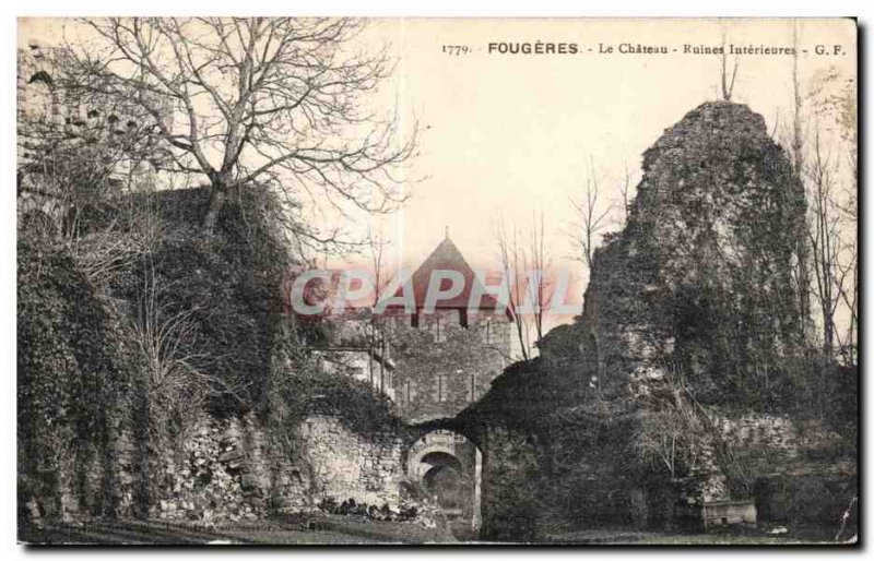 Old Postcard Fougeres Chateau Ruins Interieures