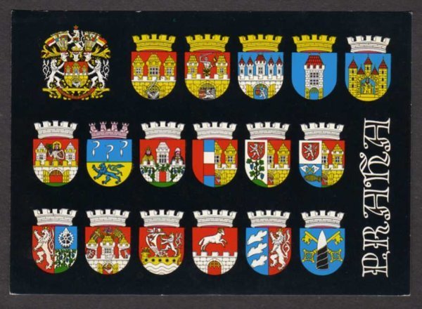 Czechoslovakia Coats of Arms Prague Towns Praha Postcard Bubenec Czech Republic