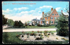 Vintage Postcard 1910 Houses on Concord Street, from Greeley Park, Nashua, NH