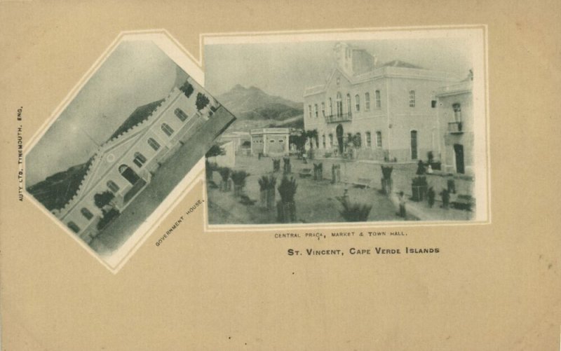 cape verde, SÃO VICENTE, Central Praça, Market, Town Hall (1900s) Postcard