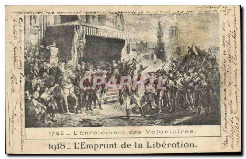 Postcard Old 1918 Loan of Liberation in 1792 enlistment of volunteers