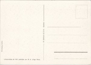 1937 Assembly presided par S.A. L'Aga Khan Geneva Postcard C3