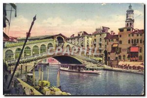 Old Postcard Venezia Rialto Bridge