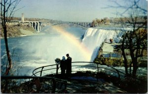 Vtg Niagara Falls Canada Honeymooners Rendezvous Couple Rainbow Postcard