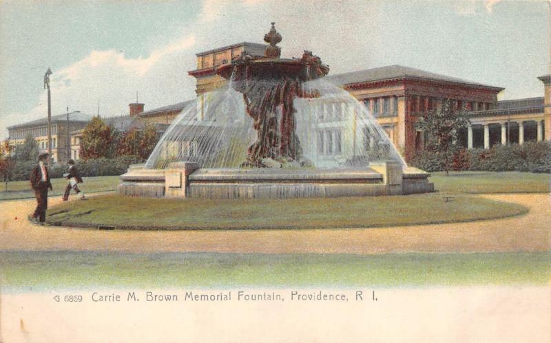 PROVIDENCE, RI Rhode Island  CARRIE M BROWN FOUNTAIN  c1900's Rotograph Postcard