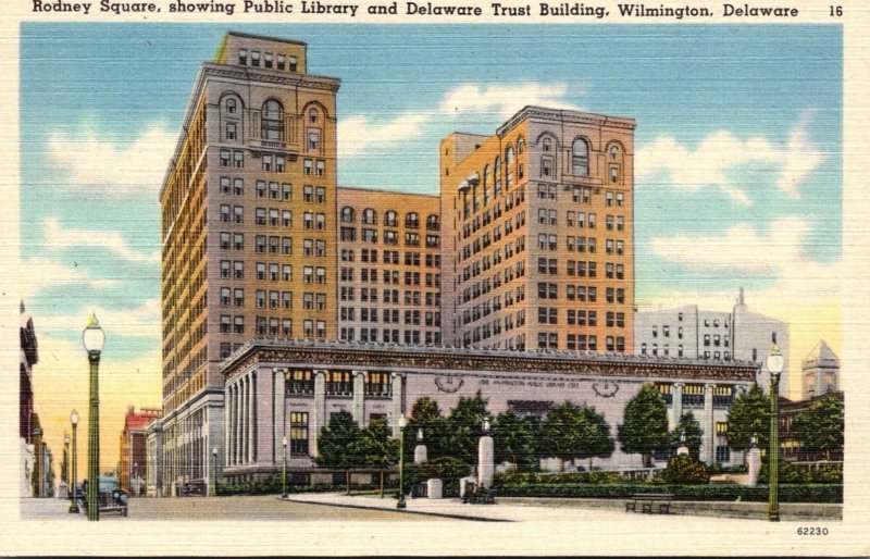 Delaware Wilmington Rodney Square Showing Public Library and Delaware Trust B...