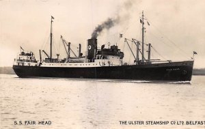 SS Fair Head The Ulster Steamship Co Real Photo Writing on back, missing stamp 