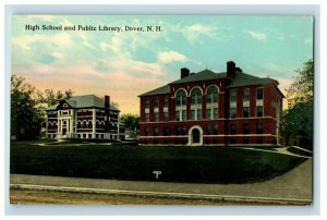 C.1910 High School and Public Library, Dover, N. H. Postcard P175 