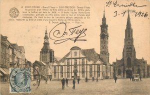 Belgium Saint Trond Grand Place clocktower 1926