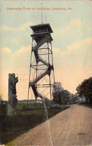 c.1910, Civil War, Gettysburg, Observe Tower, Oak Ridge, Crease, Old Postcard