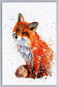 CUTE RED FOX Wild Animal Unusual Art by Kalinin Russian New Postcard