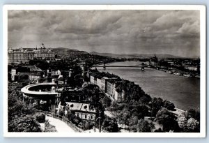 Budapest Hungary Postcard Aerial View St. Cellert Monument c1920's RPPC Photo