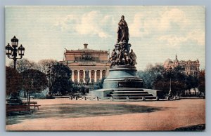 ST.PETERSBURG RUSSIA EMPRESS CATHERINE II MONUMENT ANTIQUE POSTCARD