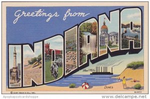 Greetings From Steel Mills Dunes Indiana Large Letter Linen