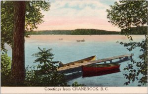 Greetings from Cranbrook BC Boats Dock Water Scene Unused SDC Postcard H22