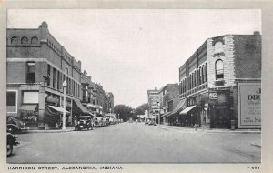 Alexandria Indiana Harrison Street Business Area Vintage Postcard U678