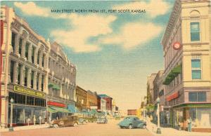 Vintage Postcard Main Street North From First Fort Scott KS Bourbon County