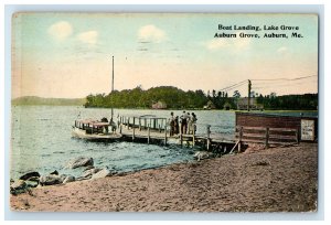 1920 Boat Landing Lake Grove Auburn Grove Auburn Maine ME Antique Postcard