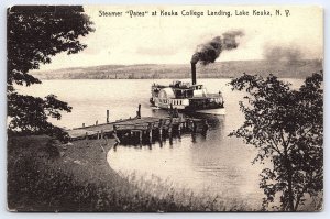 1913 Steamer Yates At Keuka College Landing Lake Keuka New York Posted Postcard