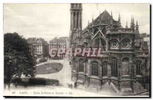 Old Postcard Caen and St Peter's Church Square