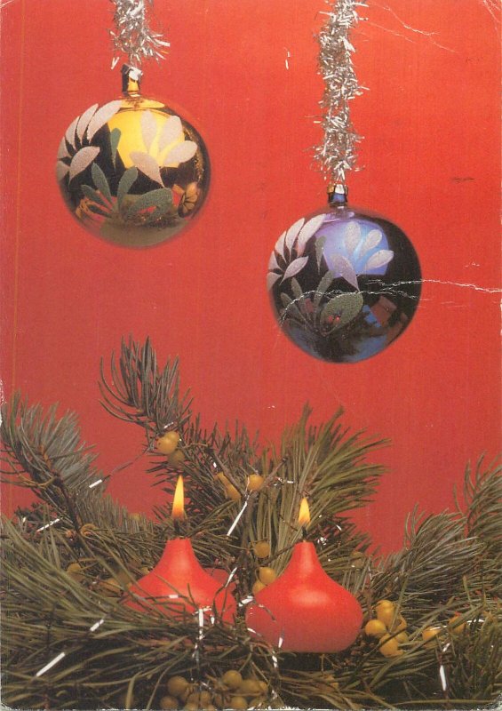 Holidays christmas candles globes  Postcard