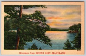 1950-60's GREETINGS FROM MT MOUNT AIRY MARYLAND MD VINTAGE LINEN POSTCARD 43109