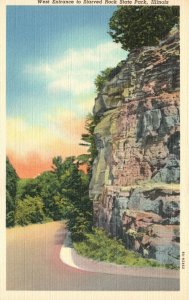 Vintage Postcard 1945 West Entrance To Starved Rock Trail State Park Illinois IL