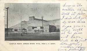 Postcard Castle Rock From U.P.  Depot Green River WY Sweetwater County