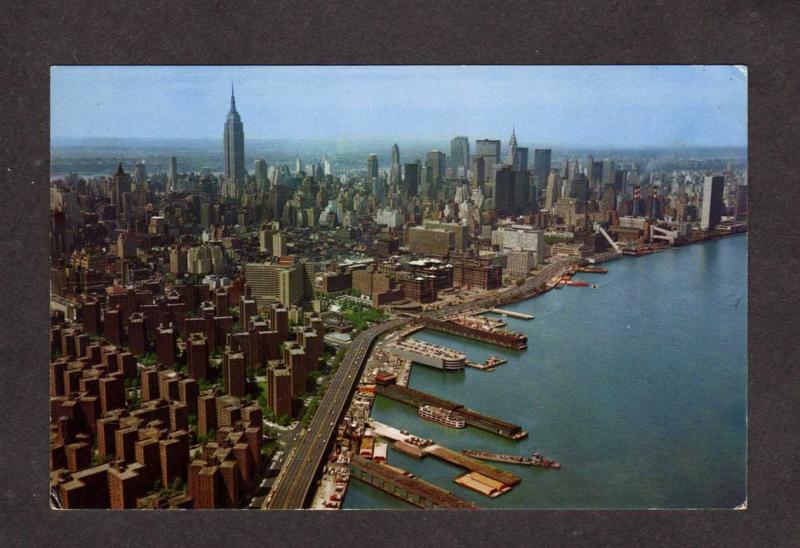 NY Aerial View East River Skyscrapers Bellevue Hospital New York City Postcard