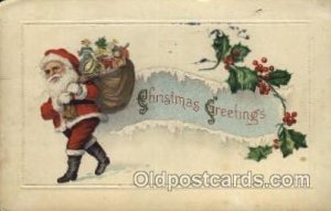 Santa Claus 1916 internal creases, postal marking on front, postal used 1916