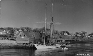 J13/ Thomaston Maine RPPC Postcard c1940 Schooner Boat Ship Dock 99