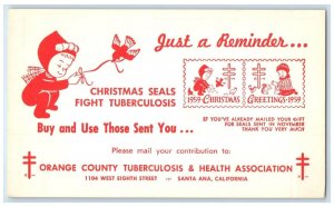 1959 Christmas Seal Advertising Santa Ana California CA Vintage Postcard