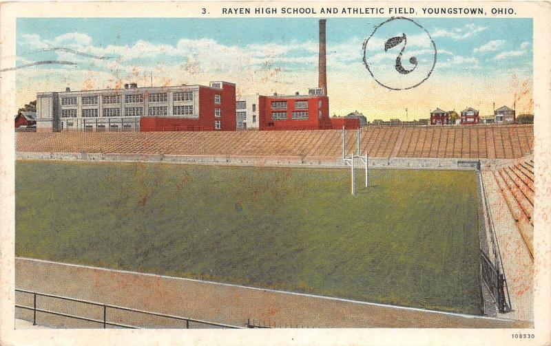 D99/ Sports Stadium Postcard Football Youngstown Ohio Rayen High School 1930