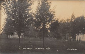 H5/ Burr Oak Michigan RPPC Postcard c1910 Village Park Scene