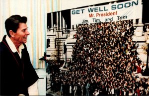 President Ronald Reagan Accepting Get Well Card Sent By The White House Staff