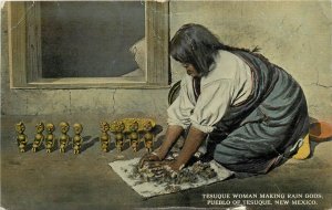 Postcard C-1910 New Mexico Tesuque Native woman Rain Gods Pueblo Teich NM24-2366