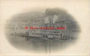 US Snagboat E.A. Woodruff, RPPC, Ohio River Paddlewheel Steamer