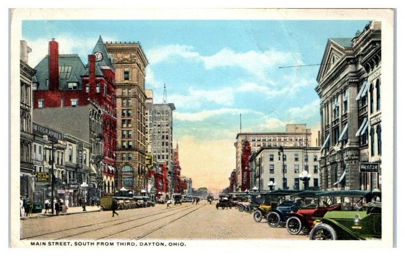 Main Street, South from Third, Dayton, OH Postcard *5F10