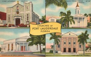 Vintage Postcard 1930's Lutheran Bethany Christian Churches Fort Lauderdale FL