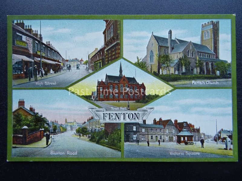 Staffordshire Stoke FENTON 5 Image Multiview - Old Postcard by W Shaw of Burslem