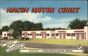 Macon GA Motor Court Route 41 Linen Postcard