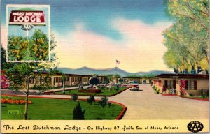 Linen Postcard The Lost Dutchman Lodge 560 South Mesa Blvd in Mesa, Arizona