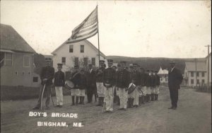 Bingham ME Maine Boy's Brigade Military Marching Band c1910 Real Photo Postcard