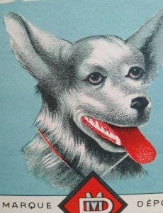 Quinquina Jimmy Vintage 1920s Wine Litho Label Silvery Grey Dog Artwork Original