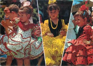 Spania children costume dance multi view postcard