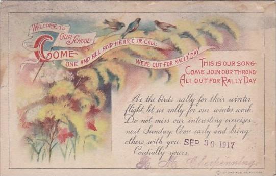 Rally Day Welcome To Our School 30 September 1917