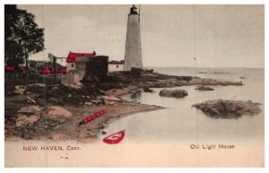 Connecticut New Haven ,  Old Light House , Hand painted